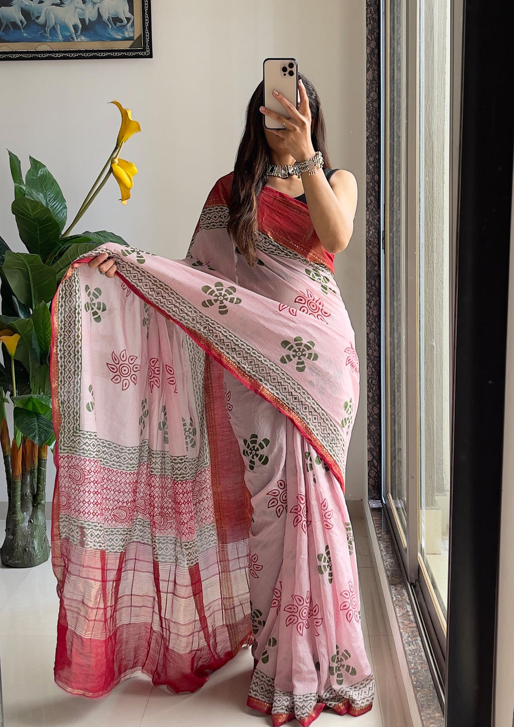 ASSAM SILK NATURAL CELLULOSE NYLON AND VISCOSE ZARI WEAVING PINK SAREE