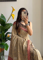 ASSAM SILK NATURAL CELLULOSE NYLON AND VISCOSE ZARI WEAVING BEIGE SAREE