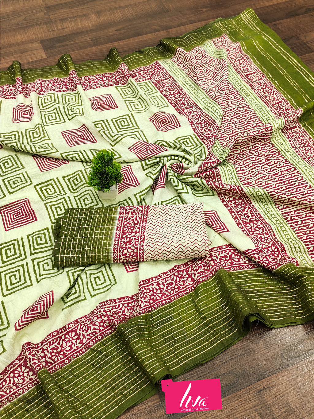 ASSAM SILK NATURAL CELLULOSE NYLON AND VISCOSE ZARI WEAVING OLIVE GREEN SAREE