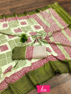 ASSAM SILK NATURAL CELLULOSE NYLON AND VISCOSE ZARI WEAVING OLIVE GREEN SAREE