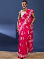 BATIK5 PURE COTTON HAND BATIK PRIMUM RANGE ORIGINAL WAX BATIK PINK SAREE
