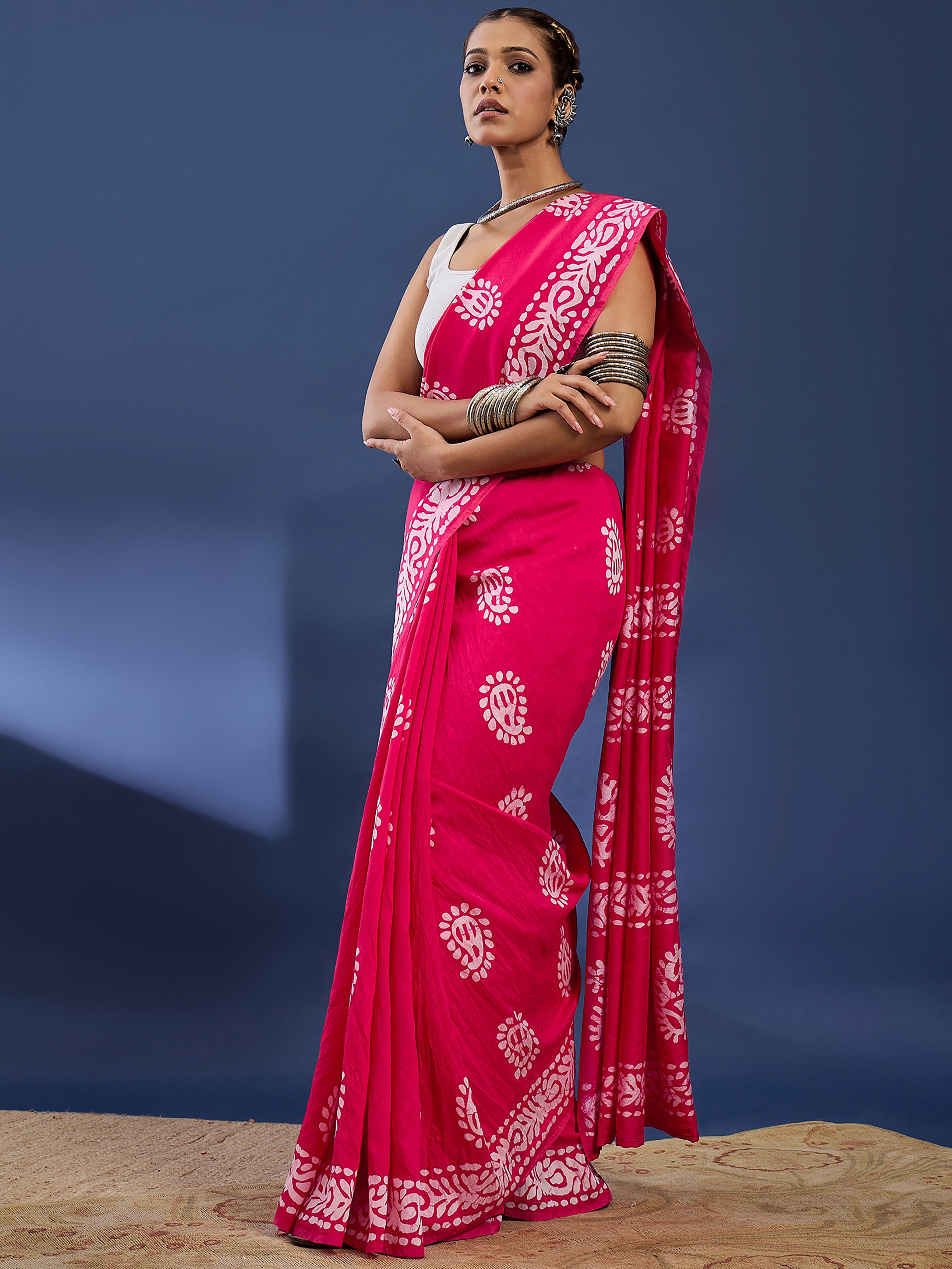 BATIK5 PURE COTTON HAND BATIK PRIMUM RANGE ORIGINAL WAX BATIK PINK SAREE