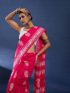 BATIK5 PURE COTTON HAND BATIK PRIMUM RANGE ORIGINAL WAX BATIK PINK SAREE