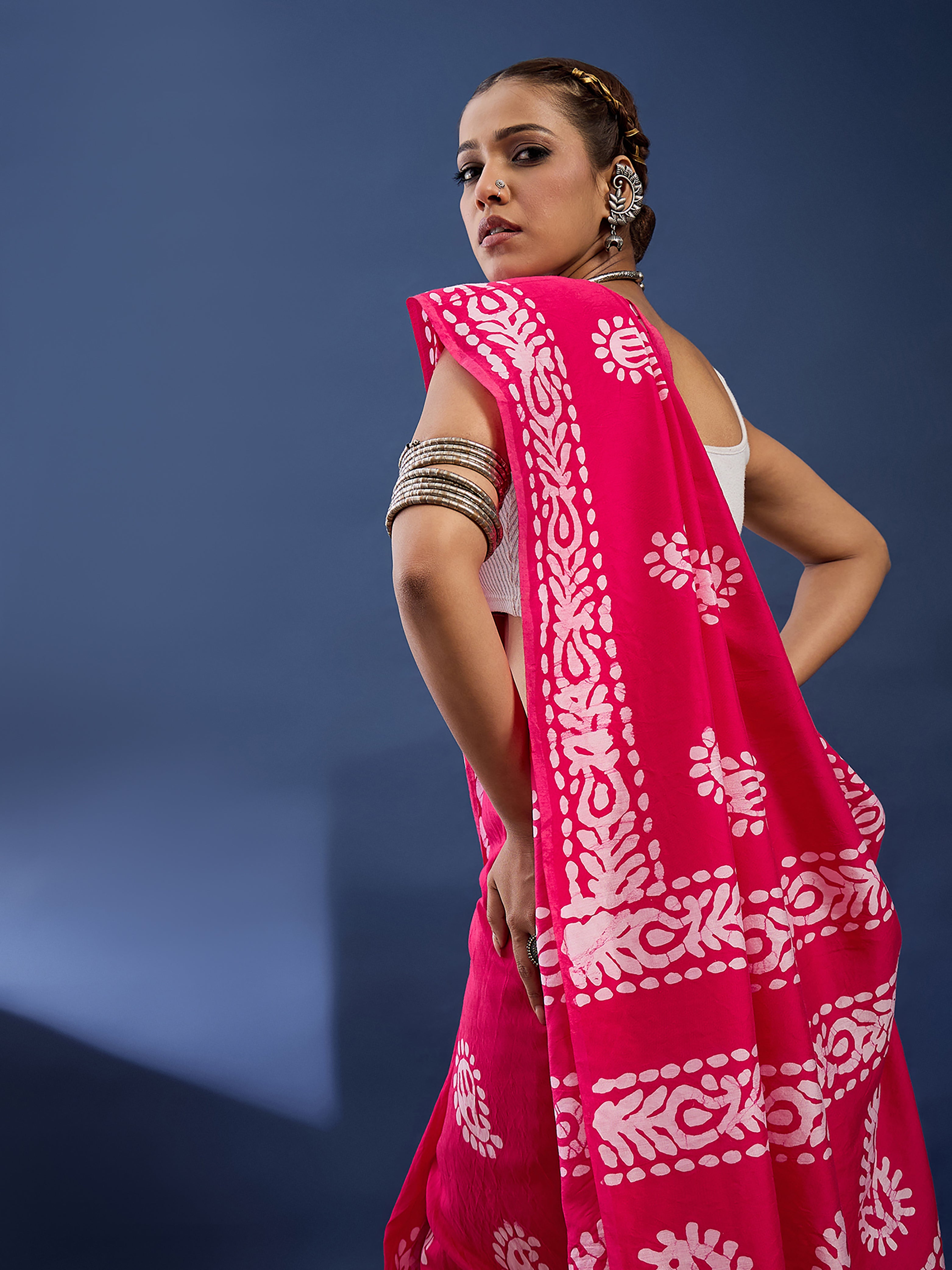 BATIK5 PURE COTTON HAND BATIK PRIMUM RANGE ORIGINAL WAX BATIK PINK SAREE