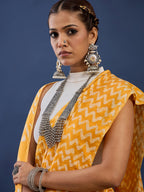 BATIK7 TRADITIONAL ORIGINAL WEX BATIK CHANDERI COTTON SILK YELLOW SAREE