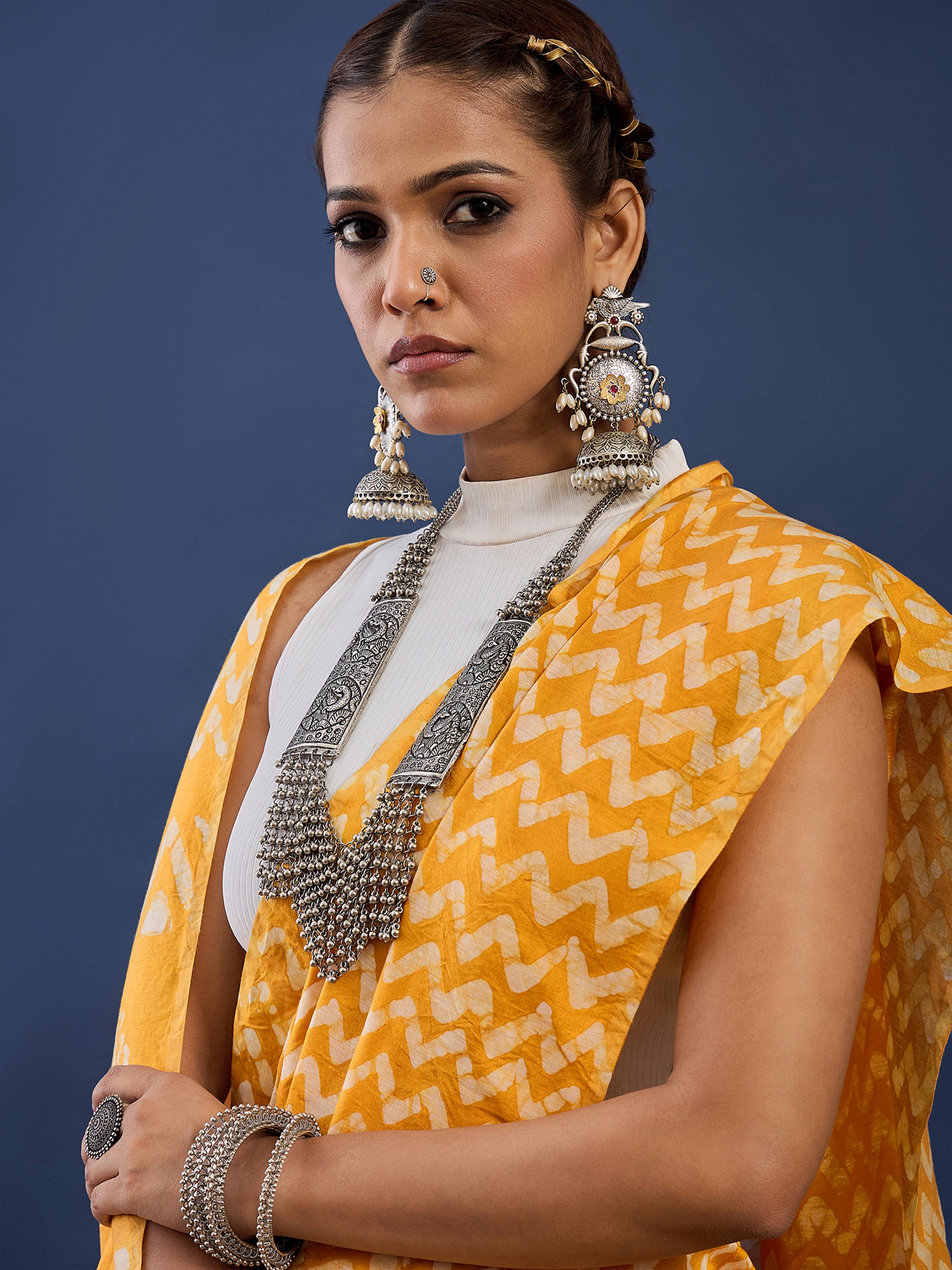 BATIK7 TRADITIONAL ORIGINAL WEX BATIK CHANDERI COTTON SILK YELLOW SAREE