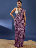 BATIK8 TRADITIONAL ORIGINAL WEX BATIK CHANDERI COTTON SILK PURPLE SAREE