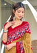 HAND BATIK PRINT MULMUL COTTON GOLDEN SAREE