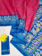 HAND BATIK PRINT MULMUL COTTON PINK SAREE