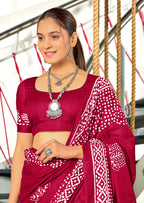 BATIK SESSION MULMUL COTTON HAND BATIK BLOCK PRINT PINK SAREE