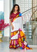 BELLA PURE COTTON FANCY BAGRU BLOCK PRINT WHITE AND MAROON SAREE