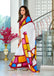 BELLA PURE COTTON FANCY BAGRU BLOCK PRINT WHITE AND MAROON SAREE