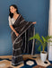 BLACK KRACKJACK PURE SOFT COTTON  FANCY BAGRU PRINT BLACK SAREE