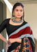 BLOOMING IKKAT HAND PRINT MULMUL COTTON BLACK SAREE