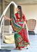 BLOOMING IKKAT HAND PRINT MULMUL COTTON GREEN SAREE