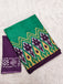 BLOOMING IKKAT HAND PRINT MULMUL COTTON GREEN SAREE