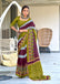 BLOOMING IKKAT HAND PRINT MULMUL COTTON MEHNDI GREEN SAREE