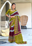 BLOOMING IKKAT HAND PRINT MULMUL COTTON MEHNDI GREEN SAREE