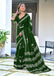 BATIK BUTTERFLY HAND BLOCK MULMUL COTTON GREEN SAREE