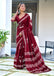 BATIK BUTTERFLY HAND BLOCK MULMUL COTTON MAROON SAREE