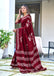 BATIK BUTTERFLY HAND BLOCK MULMUL COTTON MAROON SAREE