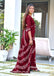 BATIK BUTTERFLY HAND BLOCK MULMUL COTTON MAROON SAREE