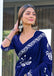 BATIK BUTTERFLY HAND BLOCK MULMUL COTTON NEVY BLUE SAREE