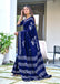 BATIK BUTTERFLY HAND BLOCK MULMUL COTTON NEVY BLUE SAREE