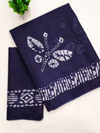 BATIK BUTTERFLY HAND BLOCK MULMUL COTTON NEVY BLUE SAREE