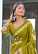 BATIK BUTTERFLY HAND BLOCK MULMUL COTTON OLIVE GREEN SAREE