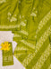BATIK BUTTERFLY HAND BLOCK MULMUL COTTON OLIVE GREEN SAREE