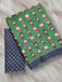 CARTOON HAND BLOCK MULMUL COTTON OLIVE GREEN SAREE