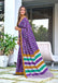 CARTOON HAND BLOCK MULMUL COTTON PURPLE SAREE