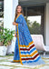 CARTOON HAND BLOCK MULMUL COTTON SKY BLUE SAREE