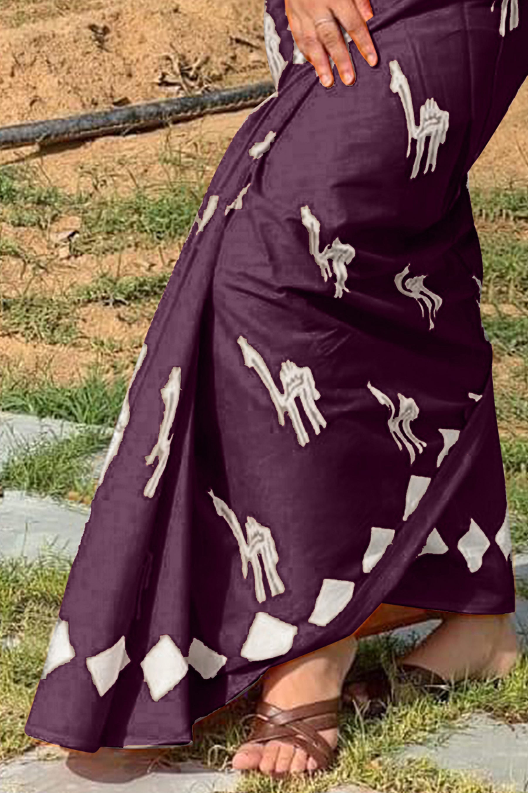 CEMAL SOFT PURE COTTON FANCY CEMAL ANIMAL TRANDING JAIPUR BLOCK PRINT PURPLE SAREE