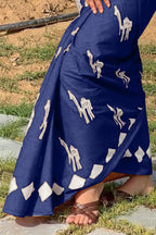 CEMAL SOFT PURE COTTON FANCY CEMAL ANIMAL TRANDING JAIPUR BLOCK PRINT BLUE SAREE