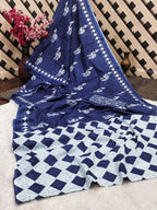 CEMAL SOFT PURE COTTON FANCY CEMAL ANIMAL TRANDING JAIPUR BLOCK PRINT BLUE SAREE