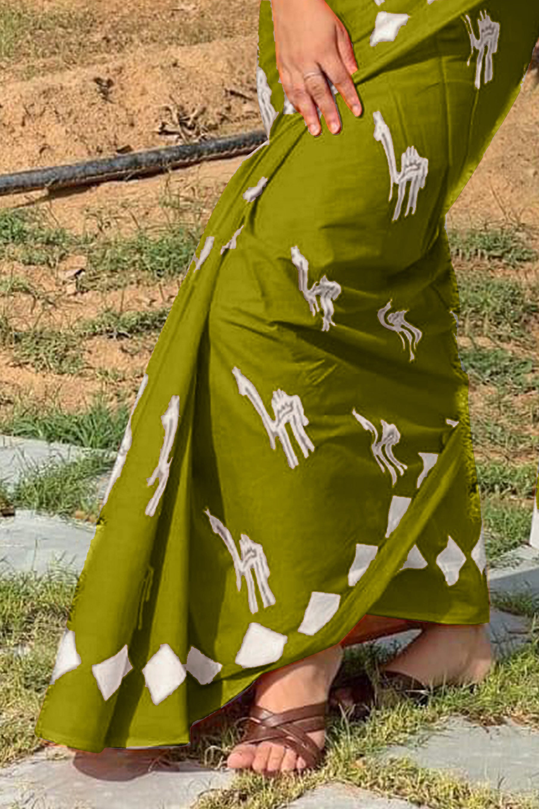 CEMAL SOFT PURE COTTON FANCY CEMAL ANIMAL TRANDING JAIPUR BLOCK PRINT MEHANDI GREEN SAREE