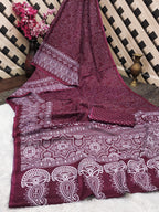 CHAMCHAM SOFT PURE COTTON BANDHEJ PRINTED MAROON SAREE
