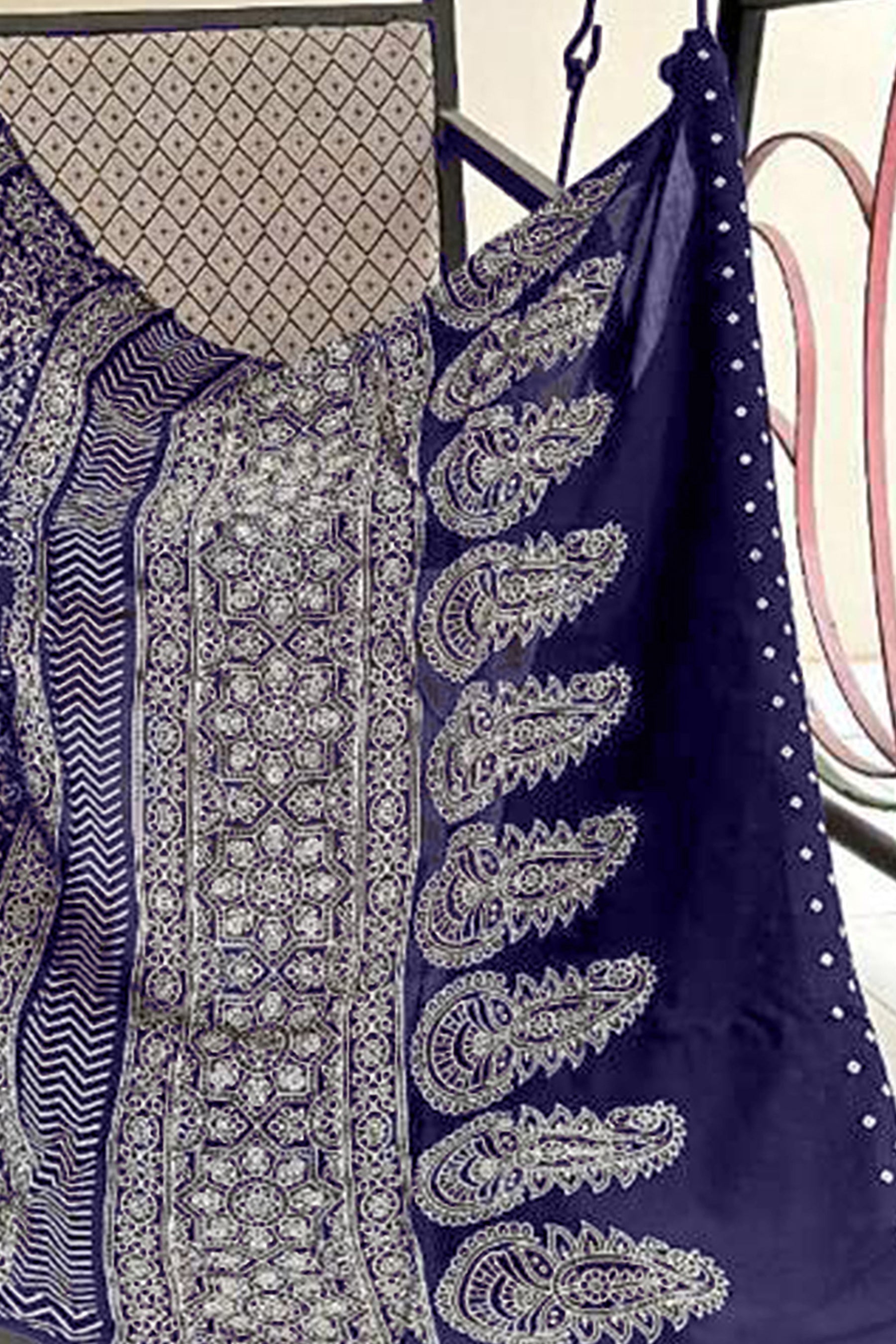 CHAMCHAM SOFT PURE COTTON BANDHEJ PRINTED NEVY BLUE SAREE