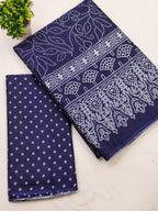 CHAMCHAM SOFT PURE COTTON BANDHEJ PRINTED NEVY BLUE SAREE