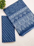 CHAMCHAM SOFT PURE COTTON BANDHEJ PRINTED BLUE SAREE