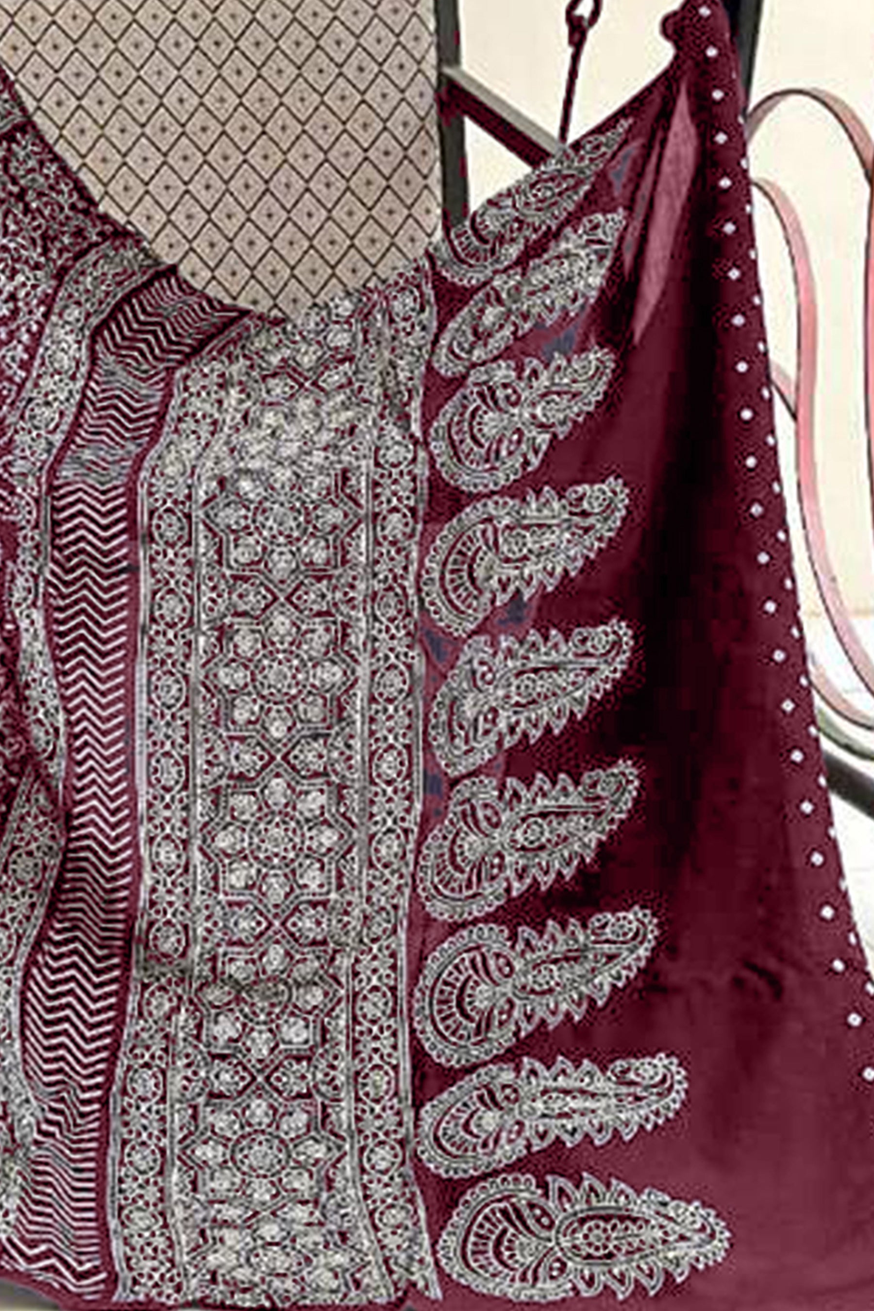 CHAMCHAM SOFT PURE COTTON BANDHEJ PRINTED MAROON SAREE
