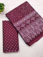 CHAMCHAM SOFT PURE COTTON BANDHEJ PRINTED MAROON SAREE
