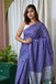 POLKA DOTS INDIAN STYLE PRINTD MULMUL COTTON BLUE SAREE
