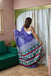 POLKA DOTS INDIAN STYLE PRINTD MULMUL COTTON BLUE SAREE