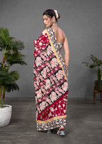 CHIRALA PURE MUL COTTON TRADITIONAL KALMKARI HAND BLOCK  PRINT RED SAREE