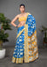 CHIRALA PURE MUL COTTON TRADITIONAL KALMKARI HAND BLOCK  PRINT ROYAL BLUE SAREE