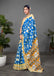 CHIRALA PURE MUL COTTON TRADITIONAL KALMKARI HAND BLOCK  PRINT ROYAL BLUE SAREE