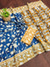 CHIRALA PURE MUL COTTON TRADITIONAL KALMKARI HAND BLOCK  PRINT ROYAL BLUE SAREE